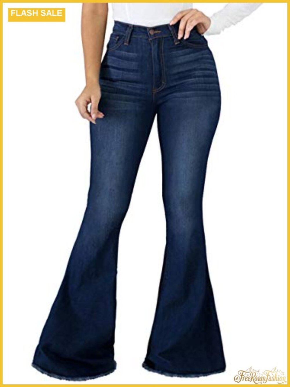 Women's Ripped High Waist Flared Jeans with Raw Hem